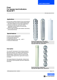 Thumbnail of document Data Sheet - BFT Float